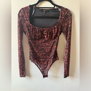 Lulus red and black bodysuit small